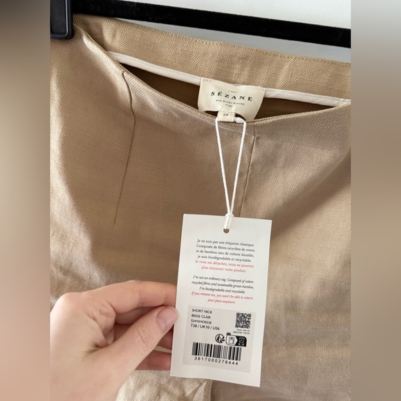 Sezane Light Beige Nick Shorts 38/6 - Picture 3 of 6